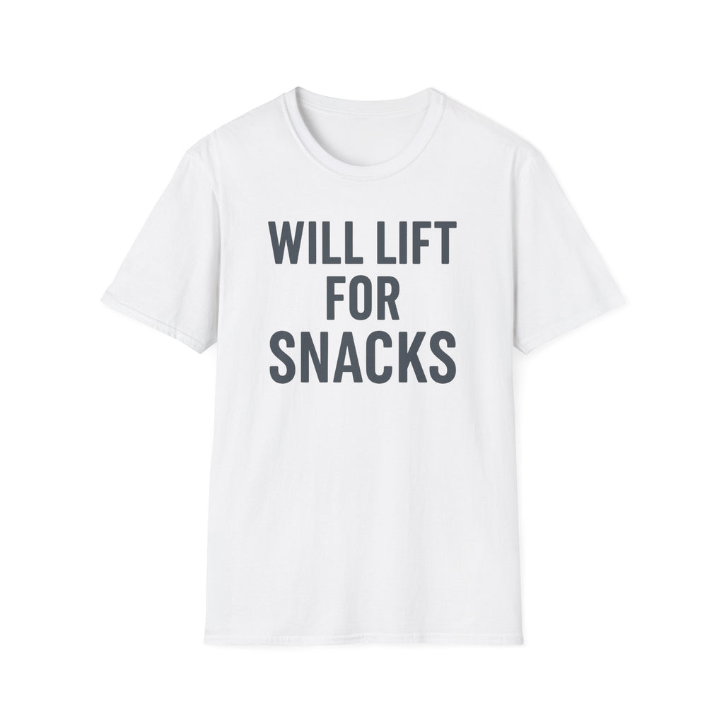 Will Lift for Snacks – Distressed Gym Humor Tshirt