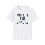 Will Lift for Snacks – Distressed Gym Humor Tshirt
