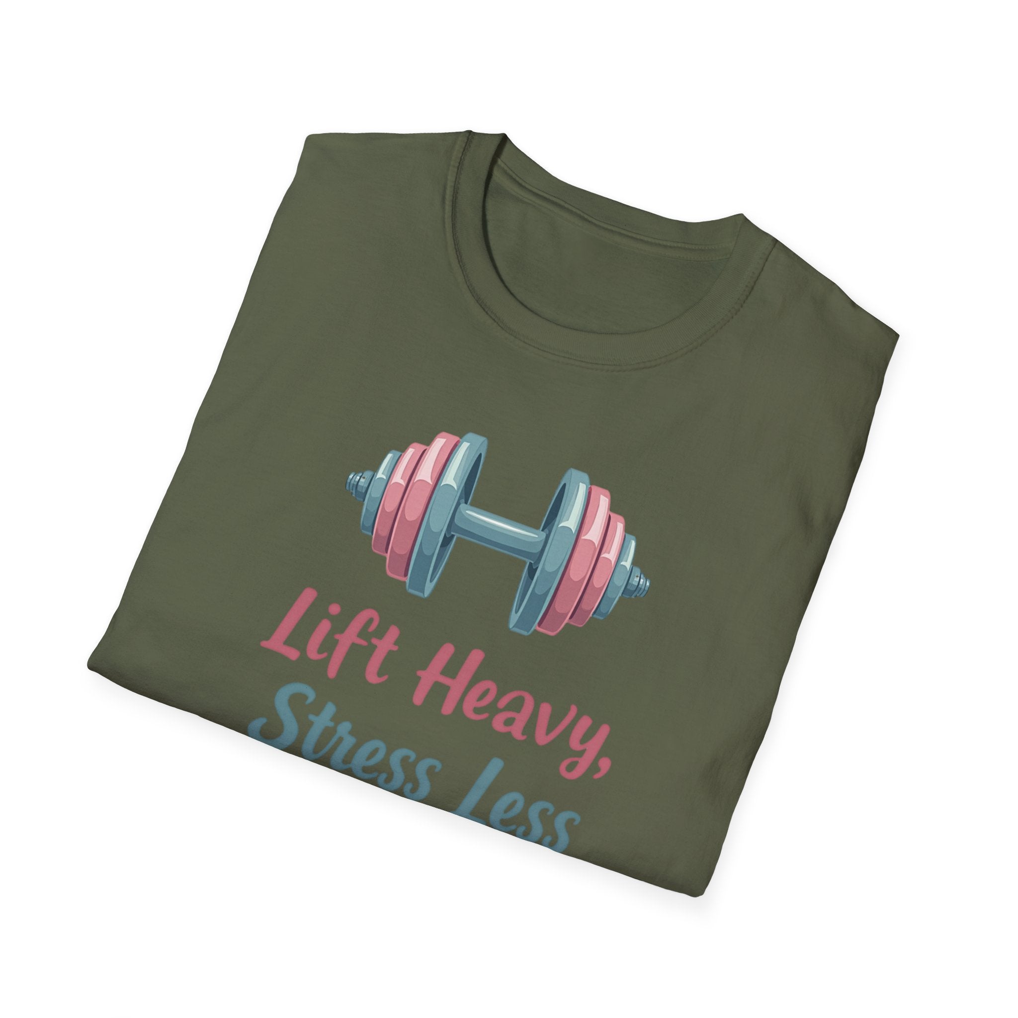 Lift Heavy, Stress Less – Barbell Bliss Edition T-Shirt