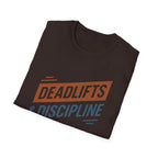 Deadlifts & Discipline – Dynamic Duo-Tone Banner T-Shirt