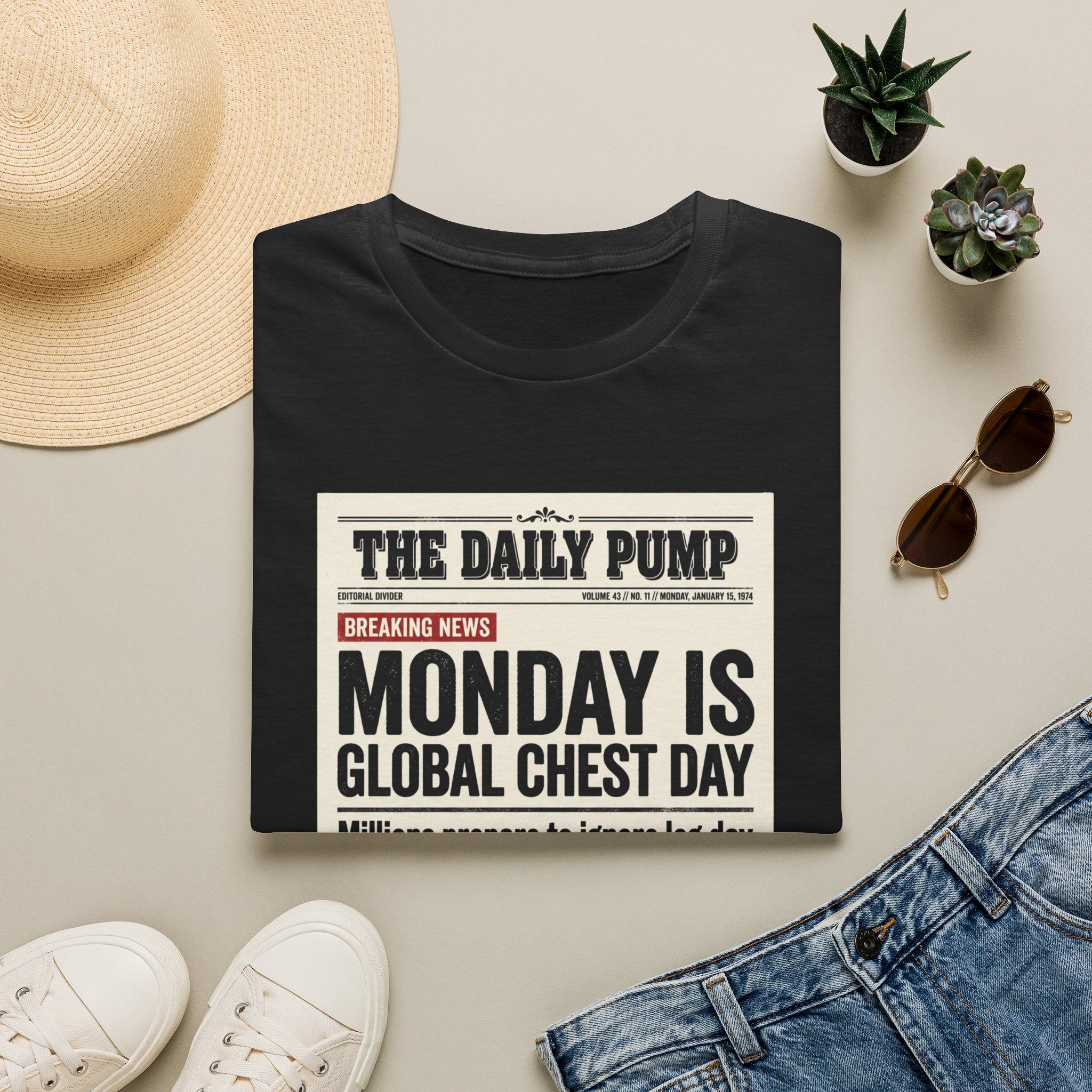 Monday is Global chest day - News style T-Shirt