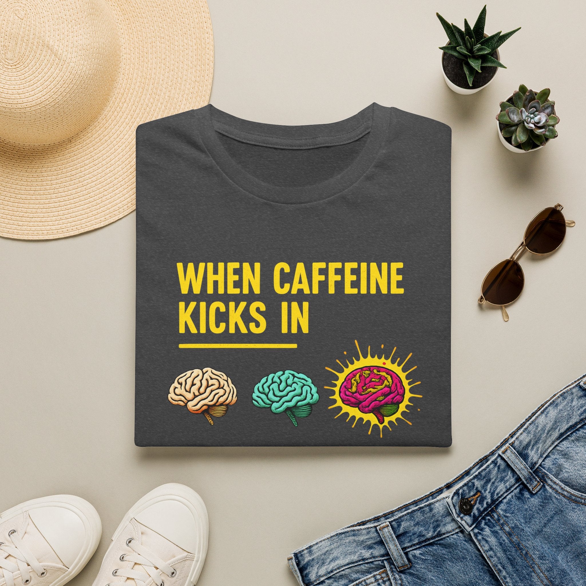When Caffeine Kicks In Dark edition – Comic Pop Brain Burst T-Shirt