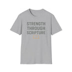 Strength Through Scripture – Bold Faith & Fitness Statement Tshirt