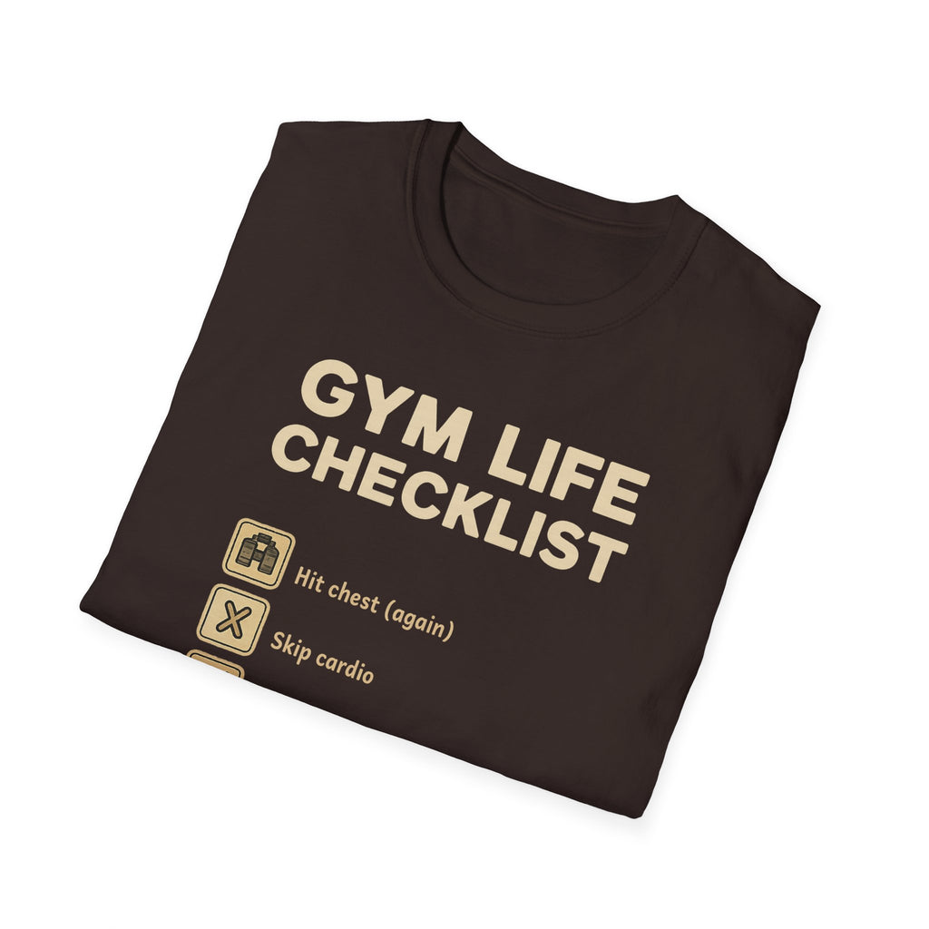 Gym Life Checklist – Satirical Edition T-Shirt