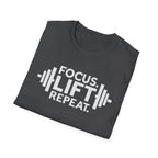 Lift Strong – Focus. Lift. Repeat. T-Shirt