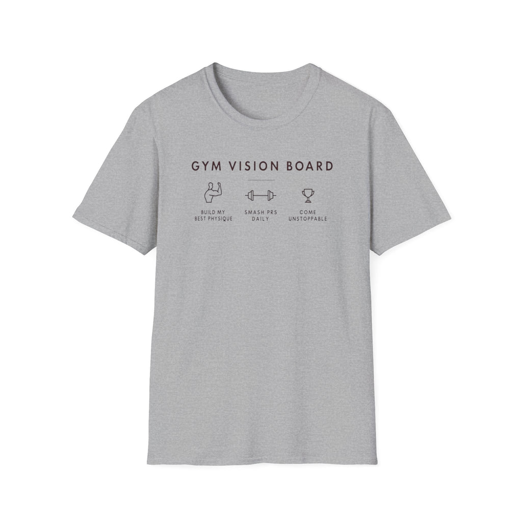 Gym Vision Board – Dark Mode Minimalist T-Shirt