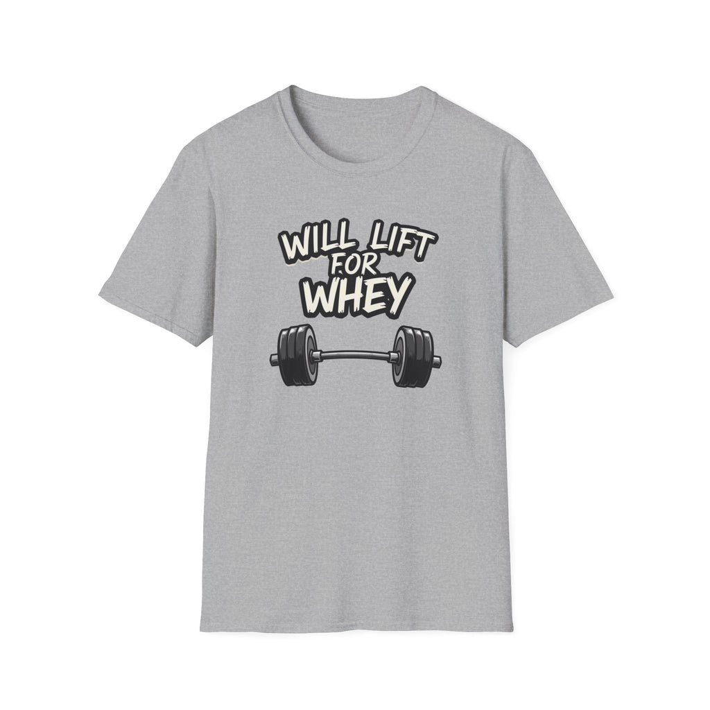 Will Lift for Whey – Monochrome Barbell Edition T-Shirt