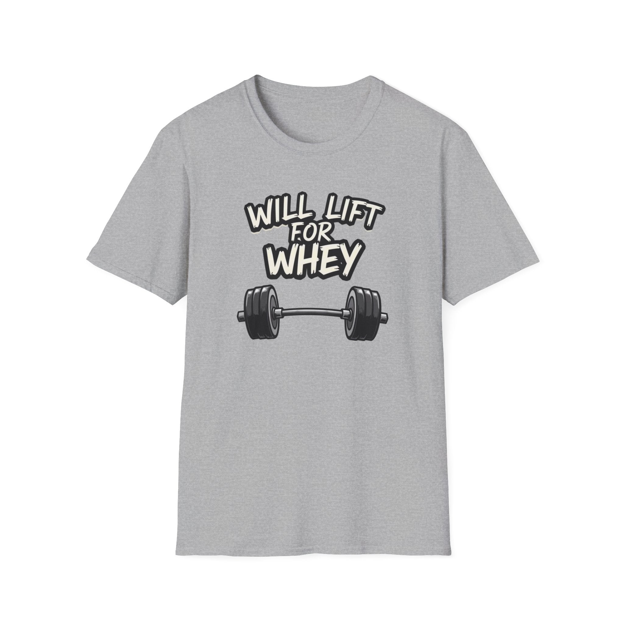 Will Lift for Whey – Monochrome Barbell Edition T-Shirt