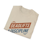 Deadlifts & Discipline – Dynamic Duo-Tone Banner T-Shirt