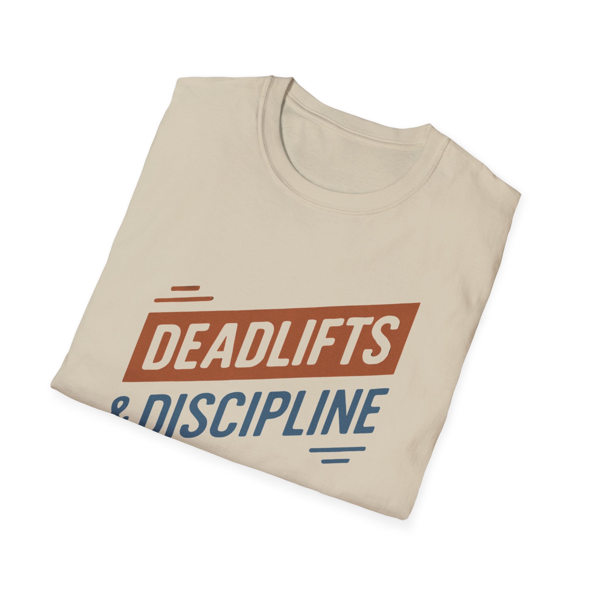 Deadlifts & Discipline – Dynamic Duo-Tone Banner T-Shirt