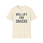 Will Lift for Snacks – Distressed Gym Humor Tshirt