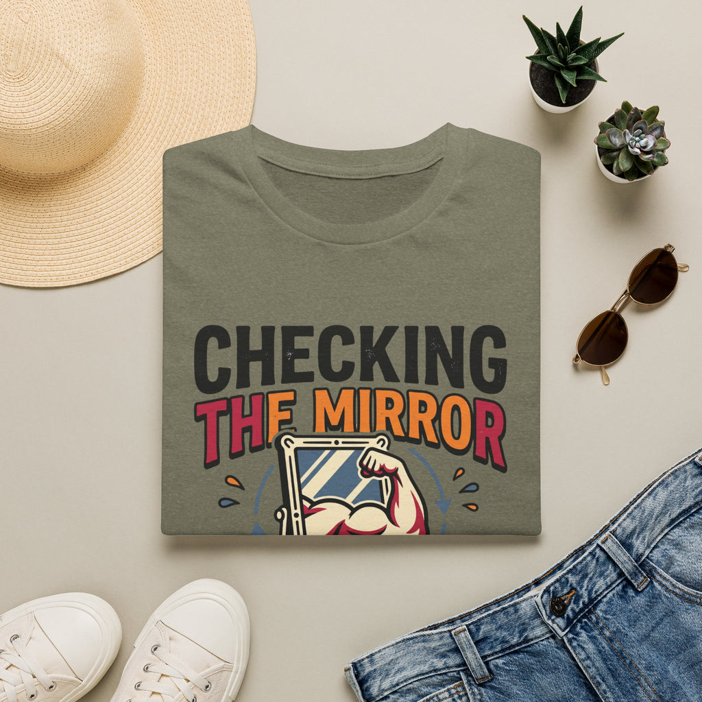 Checking the mirror is my Cardio T-Shirt
