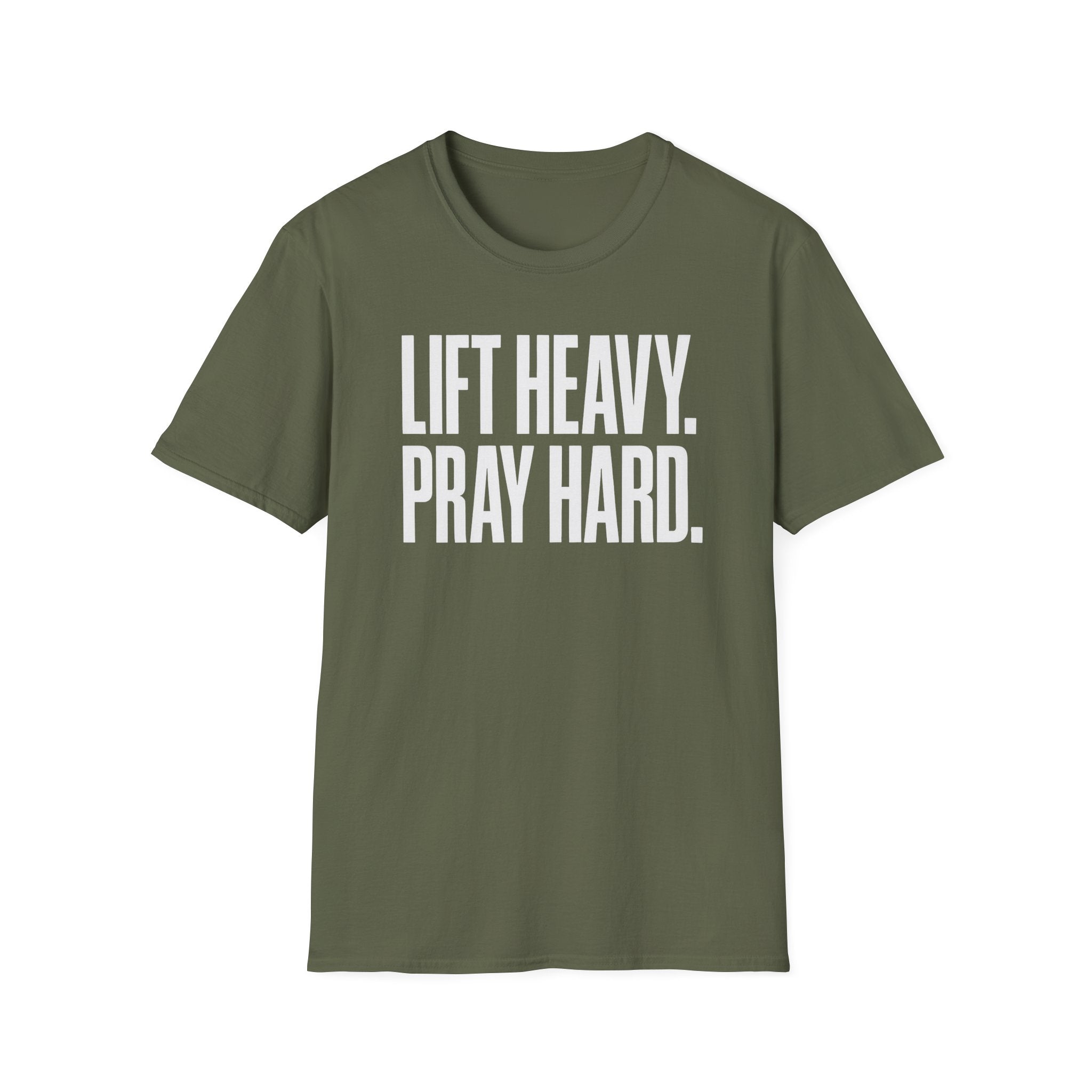 Lift Heavy. Pray Hard. – Bold Faith & Strength Tshirt