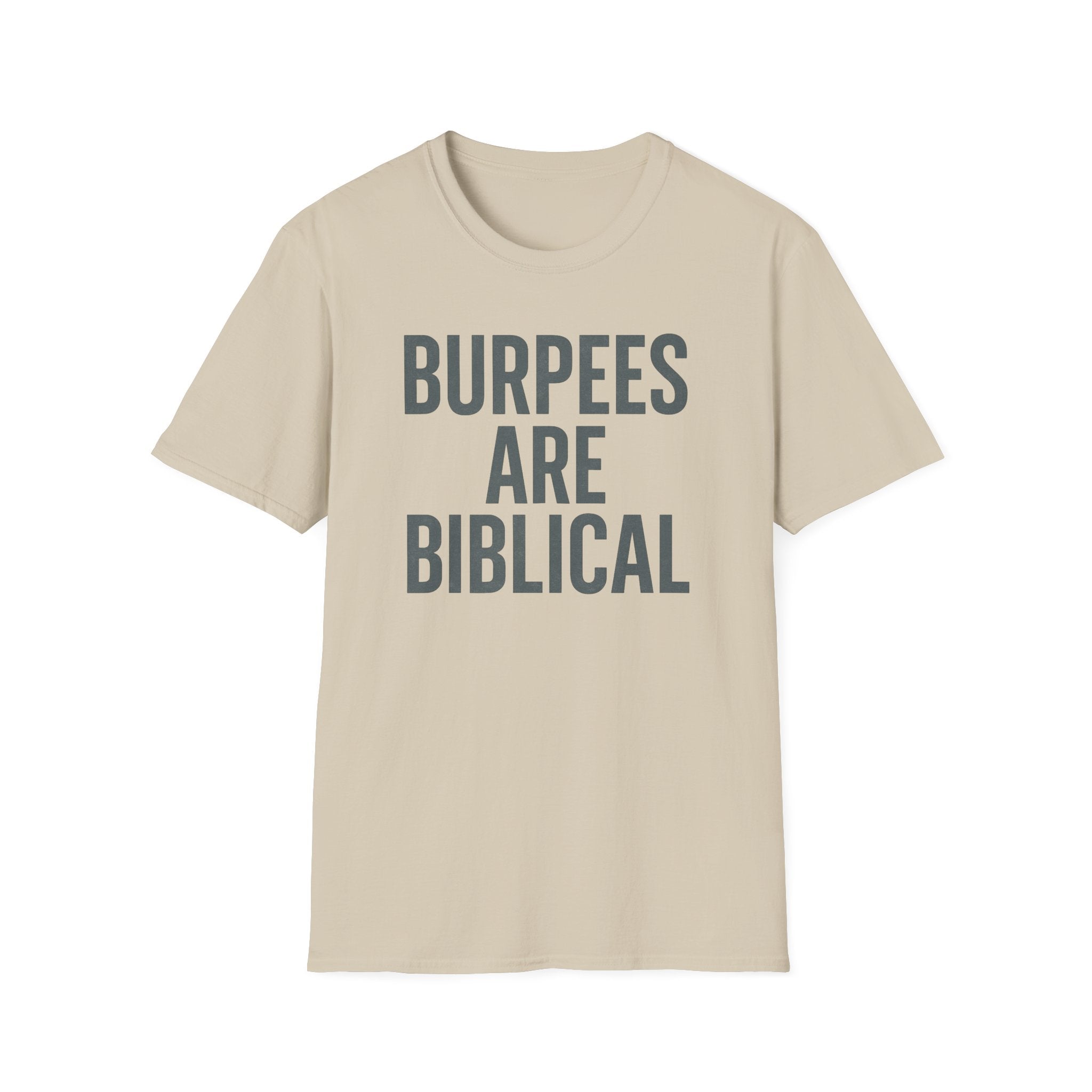 Burpees Are Biblical – Stone-Gray Statement Tshirt