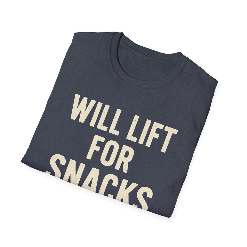 Will Lift for Snacks – Distressed Gym Humor Tshirt