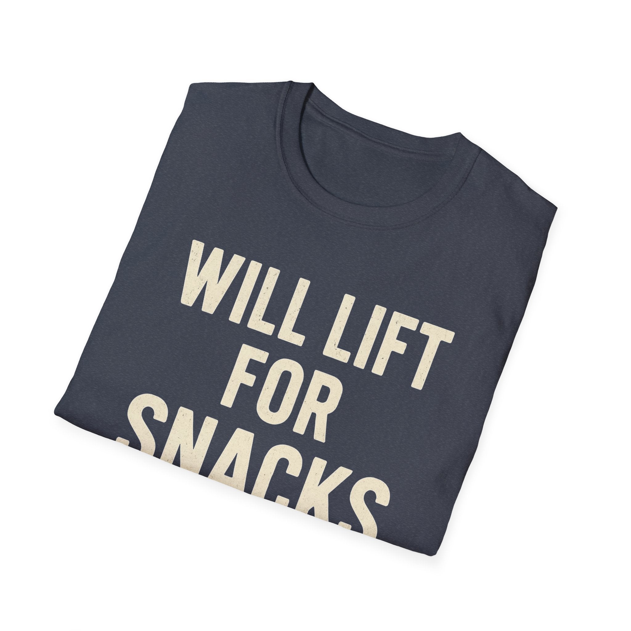 Will Lift for Snacks – Distressed Gym Humor Tshirt