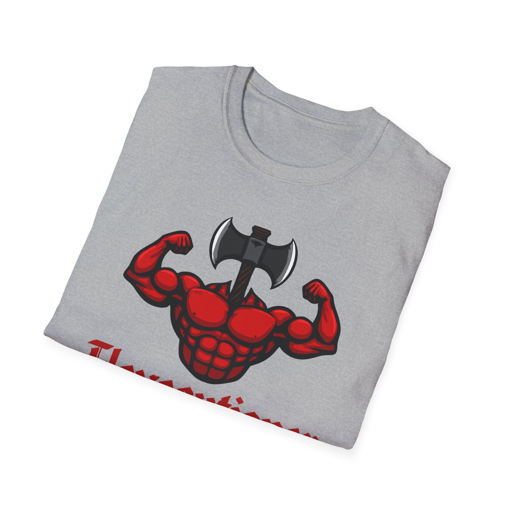 Flexecutioner – Muscular Axe Warrior Emblem T-Shirt