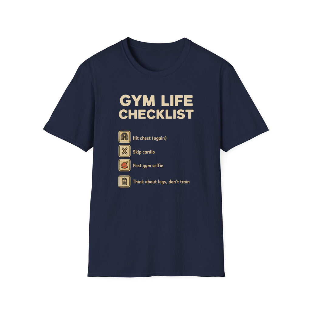 Gym Life Checklist – Satirical Edition T-Shirt
