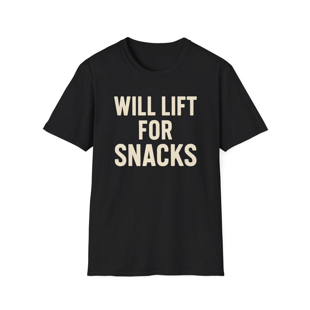 Will Lift for Snacks – Distressed Gym Humor Tshirt