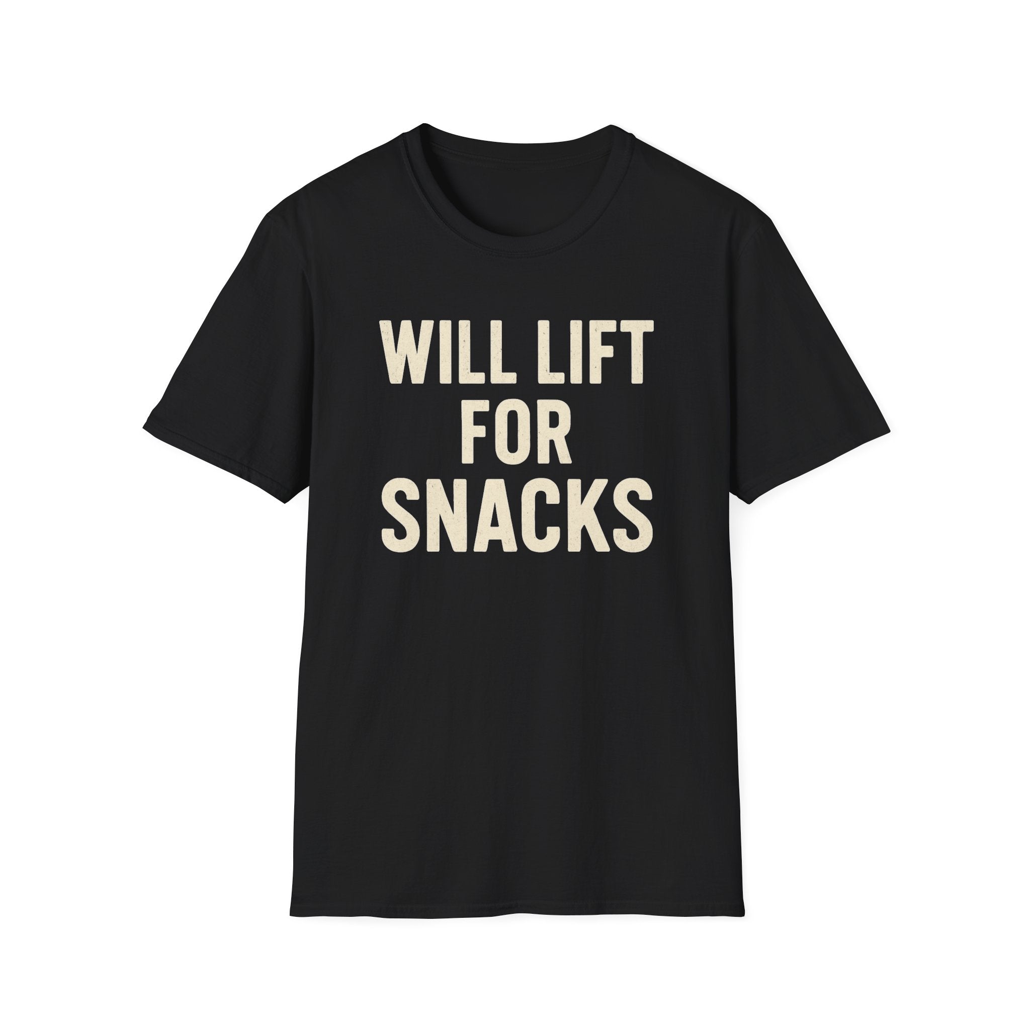 Will Lift for Snacks – Distressed Gym Humor Tshirt