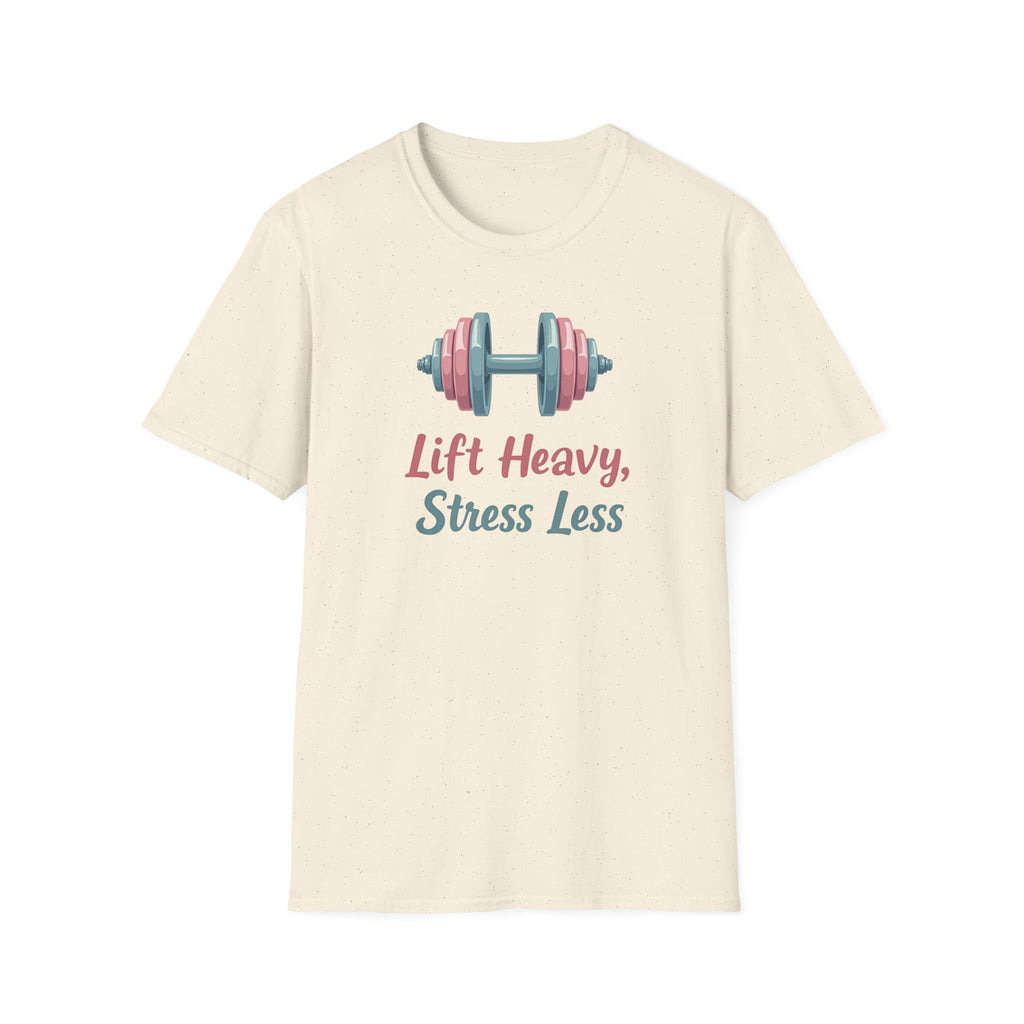 Lift Heavy, Stress Less – Barbell Bliss Edition T-Shirt
