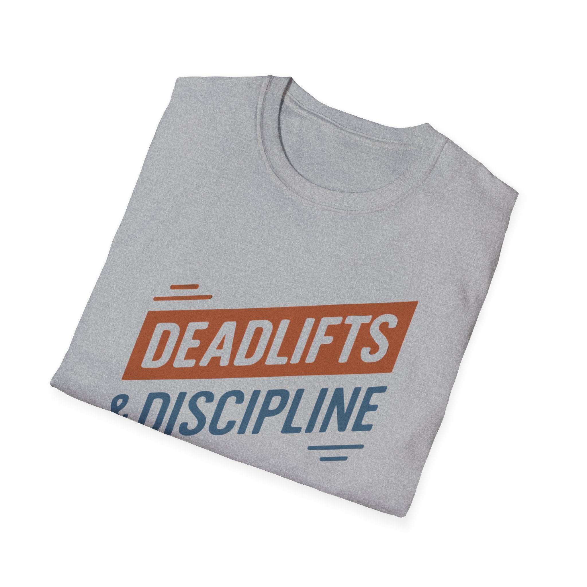 Deadlifts & Discipline – Dynamic Duo-Tone Banner T-Shirt