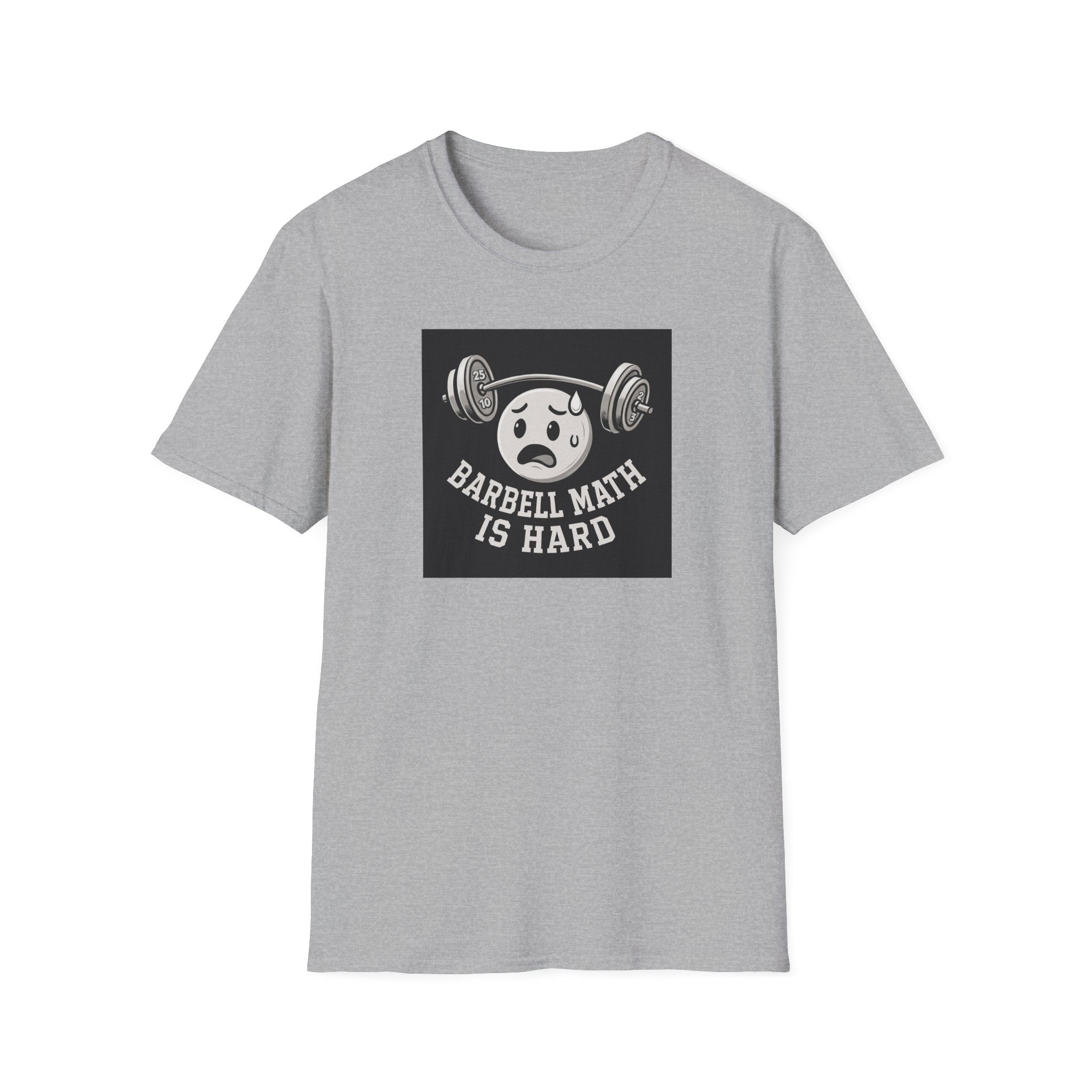 Barbell Math Is Hard – Confused Emoji Gym Tee T-Shirt