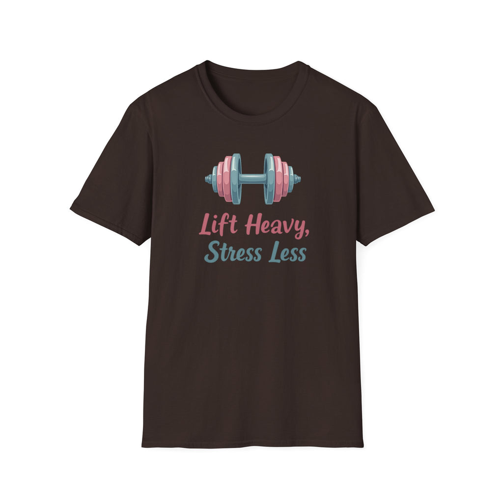 Lift Heavy, Stress Less – Barbell Bliss Edition T-Shirt