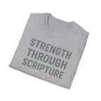Strength Through Scripture – Bold Faith & Fitness Statement Tshirt