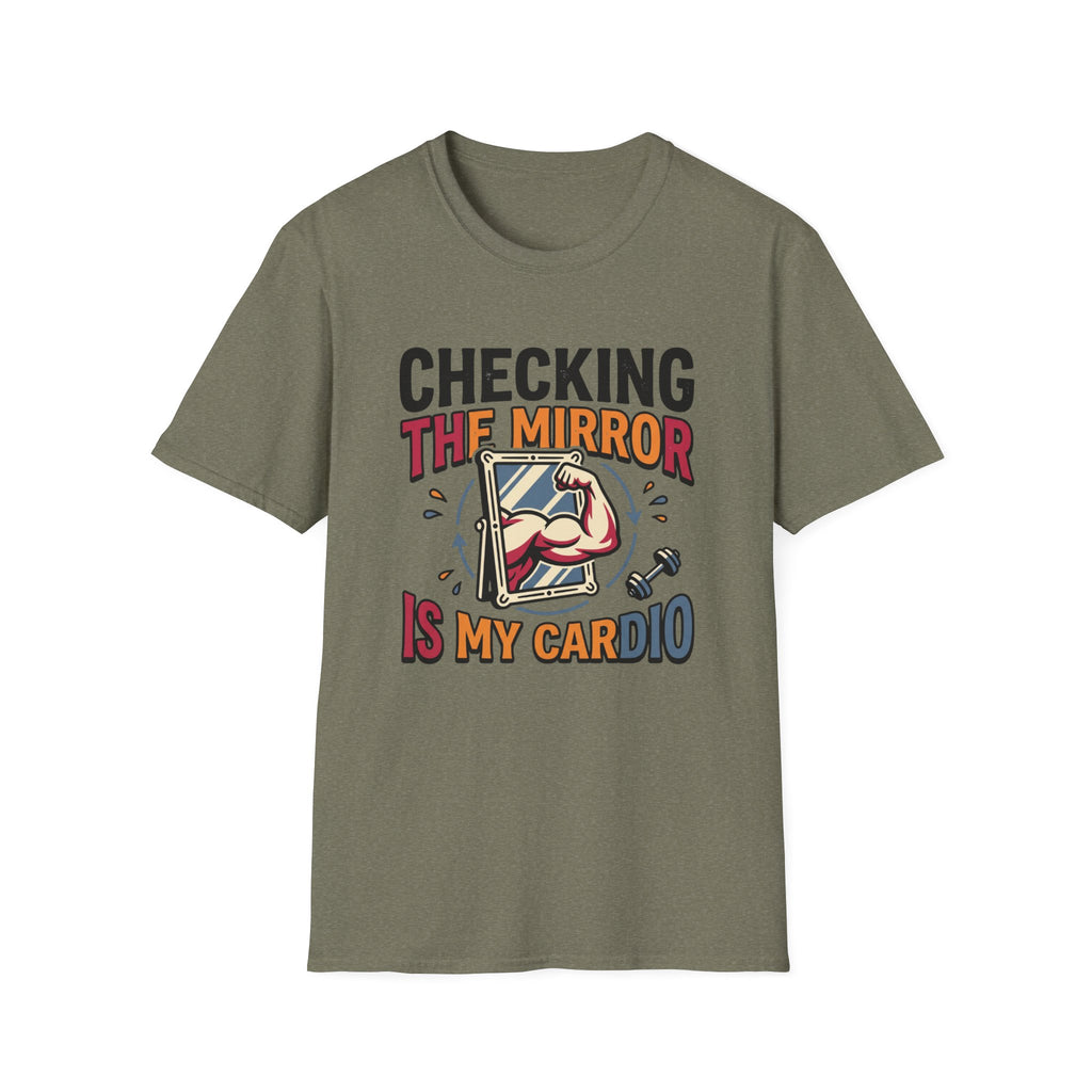 Checking the mirror is my Cardio T-Shirt
