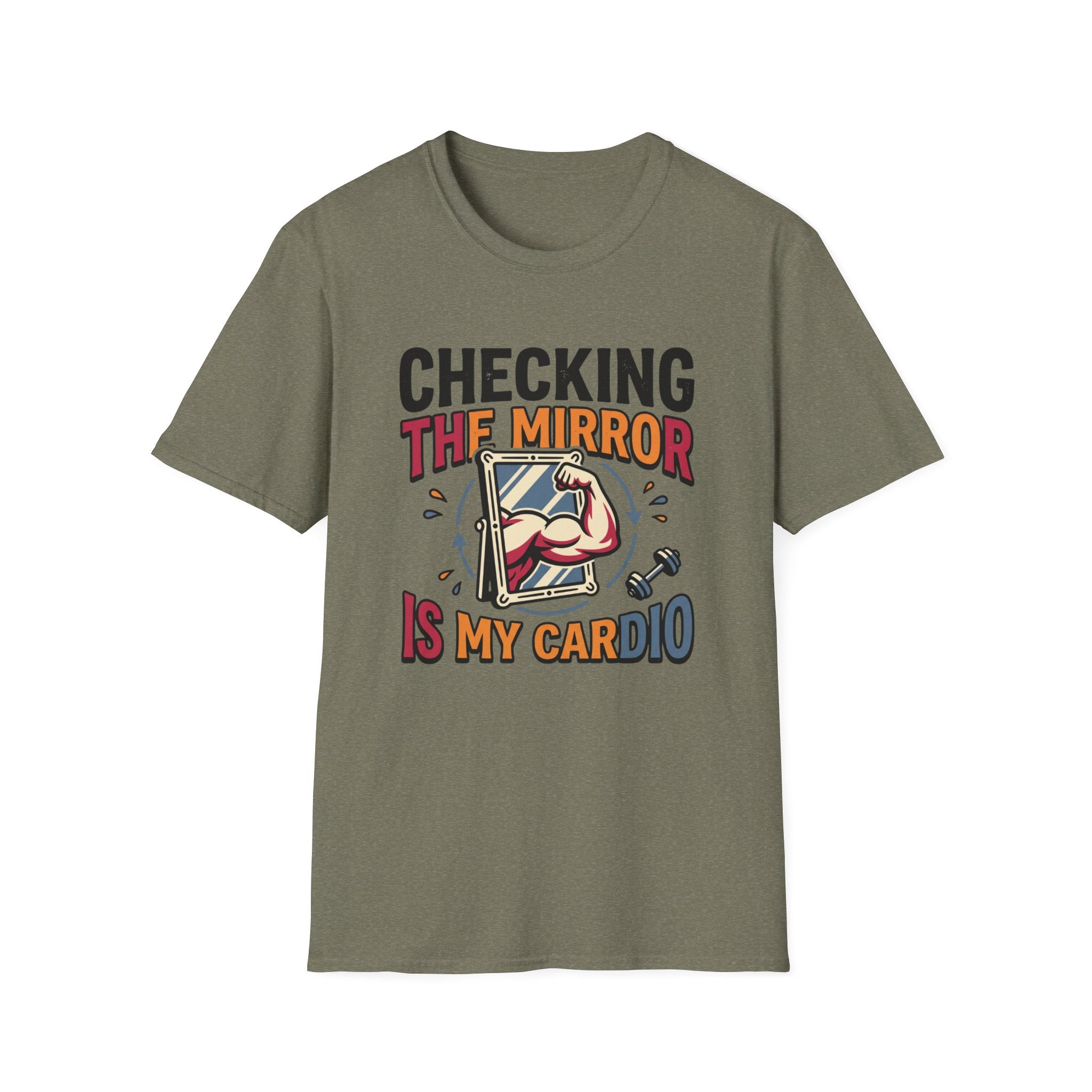 Checking the mirror is my Cardio T-Shirt