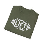 Lift Strong – Focus. Lift. Repeat. T-Shirt
