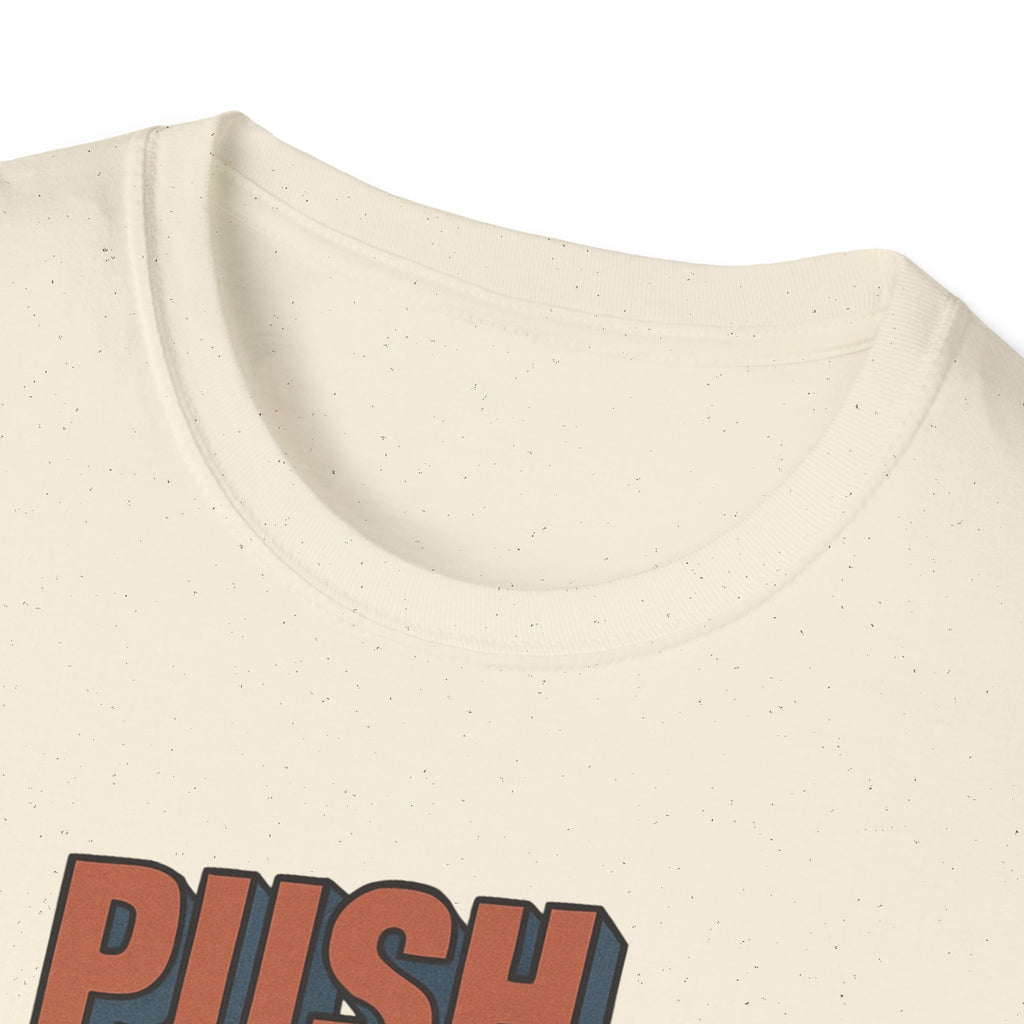 Push Limits. Pull Greatness. — Vertical Retro Stack Edition T-Shirt