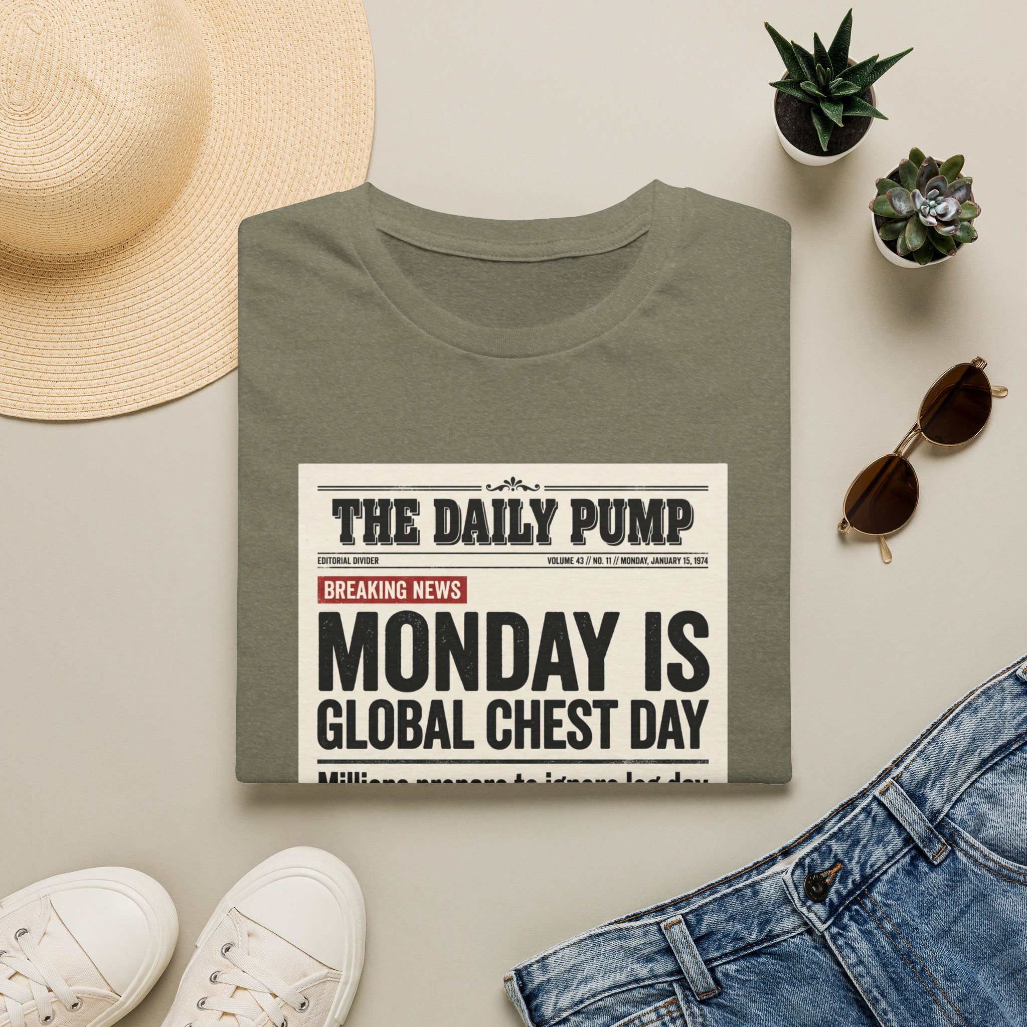 Monday is Global chest day - News style T-Shirt