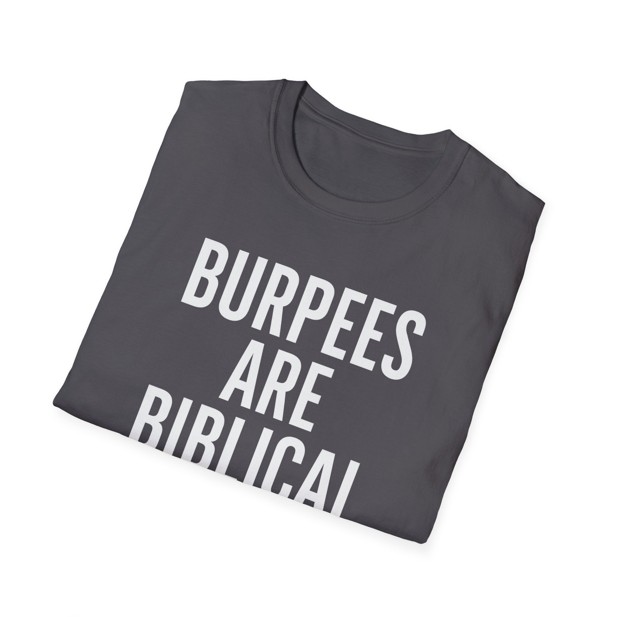 Burpees Are Biblical – Stone-Gray Statement Tshirt
