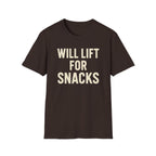 Will Lift for Snacks – Distressed Gym Humor Tshirt