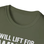 Will Lift for Whey – Barbell Edition T-Shirt