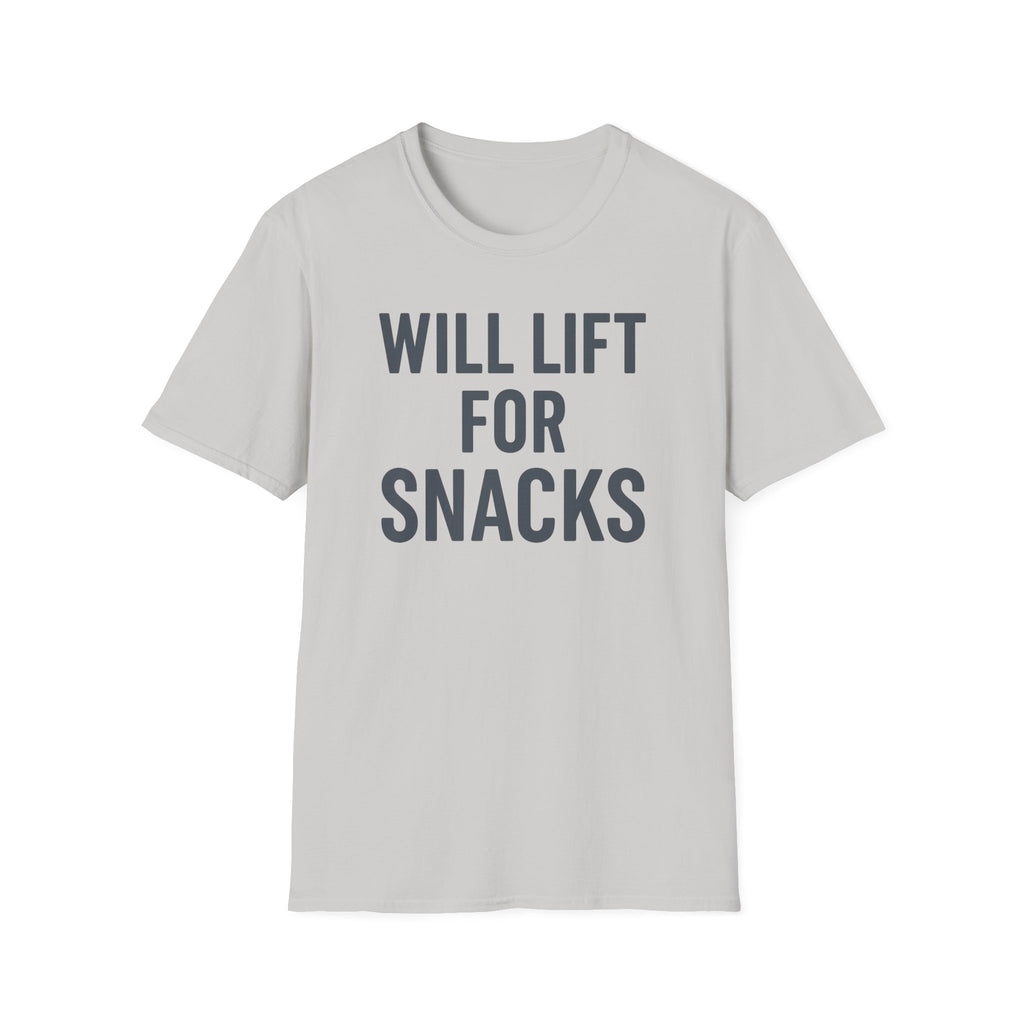 Will Lift for Snacks – Distressed Gym Humor Tshirt