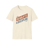 Deadlifts & Discipline – Dynamic Duo-Tone Banner T-Shirt