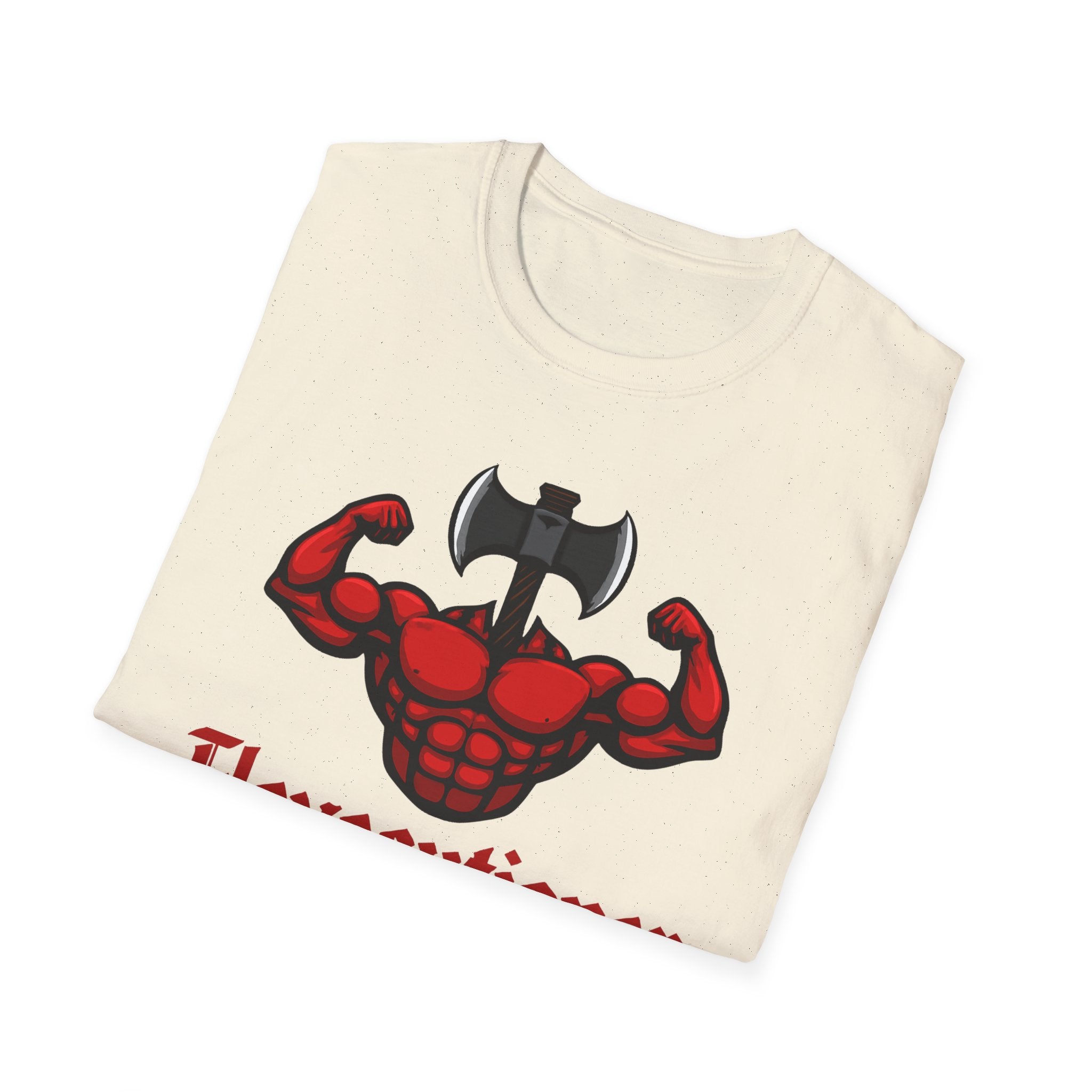 Flexecutioner – Muscular Axe Warrior Emblem T-Shirt