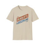 Deadlifts & Discipline – Dynamic Duo-Tone Banner T-Shirt