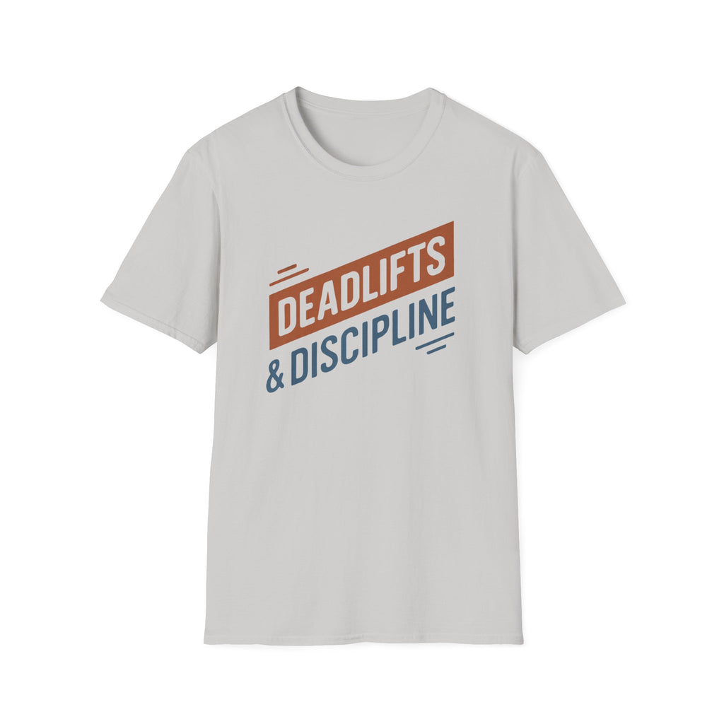 Deadlifts & Discipline – Dynamic Duo-Tone Banner T-Shirt