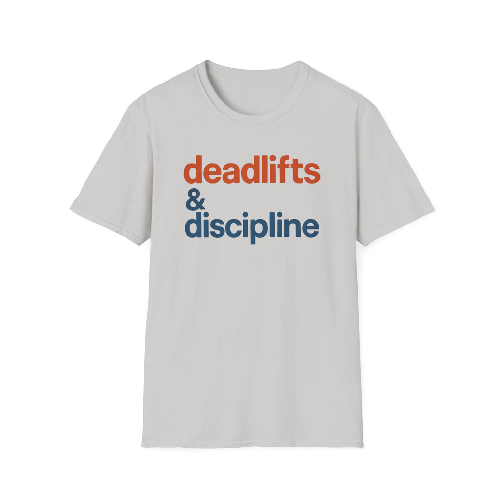 Deadlifts & Discipline – Bold Gym Typography T-Shirt