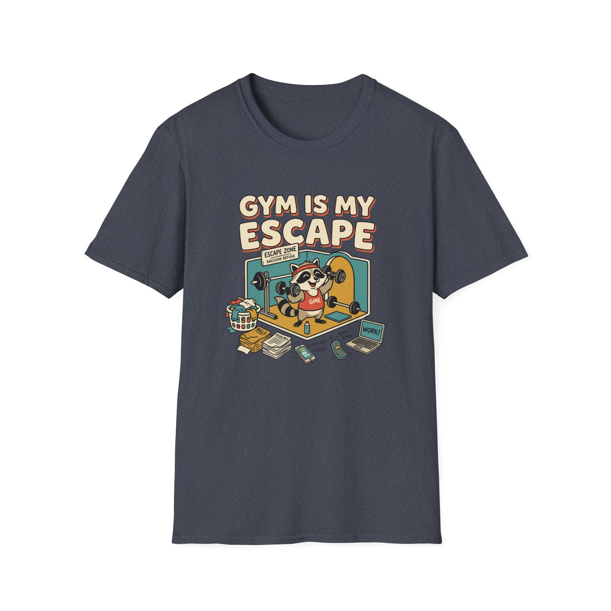 Gym is my escape - Racoon humorous T-Shirt