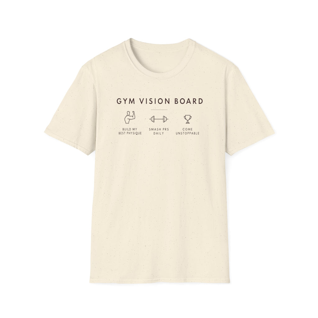 Gym Vision Board – Dark Mode Minimalist T-Shirt