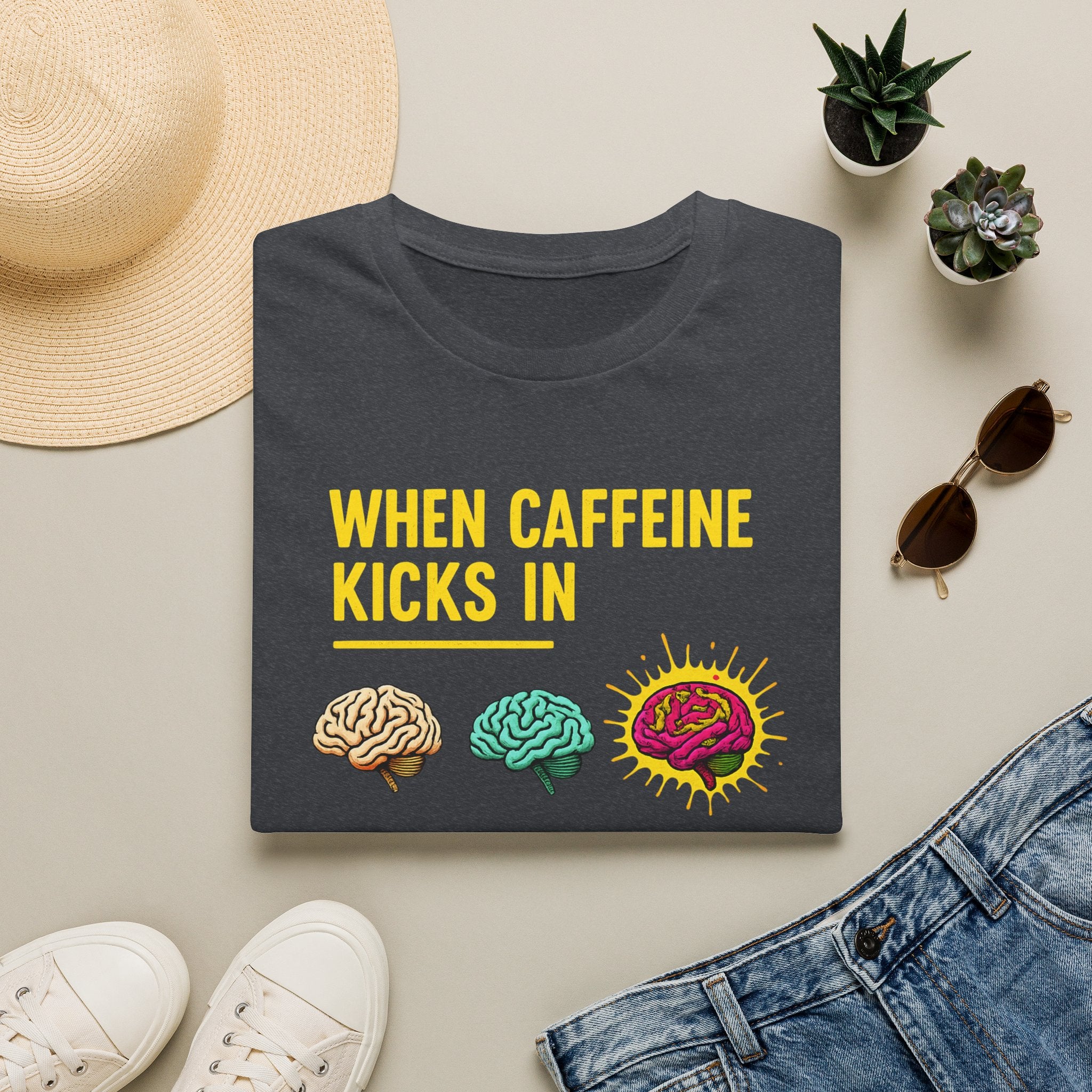 When Caffeine Kicks In Dark edition – Comic Pop Brain Burst T-Shirt