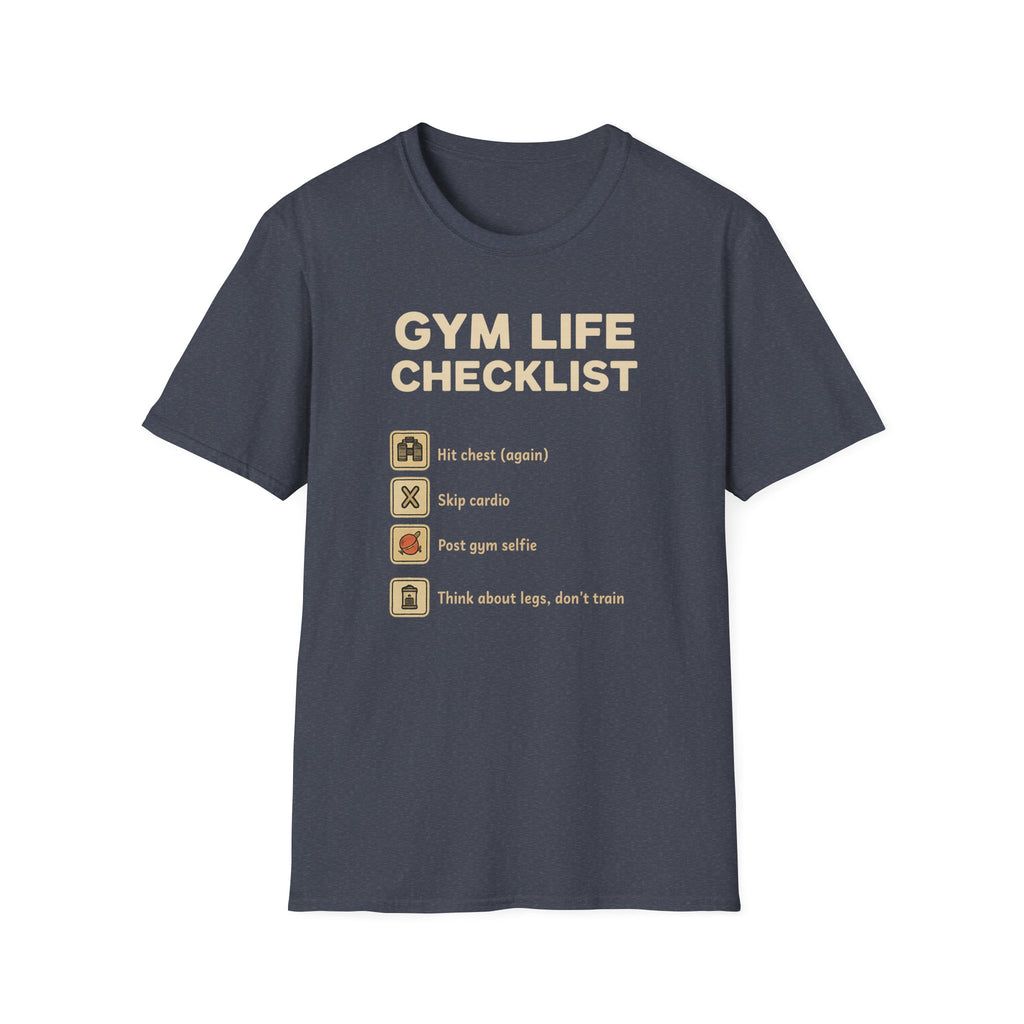 Gym Life Checklist – Satirical Edition T-Shirt
