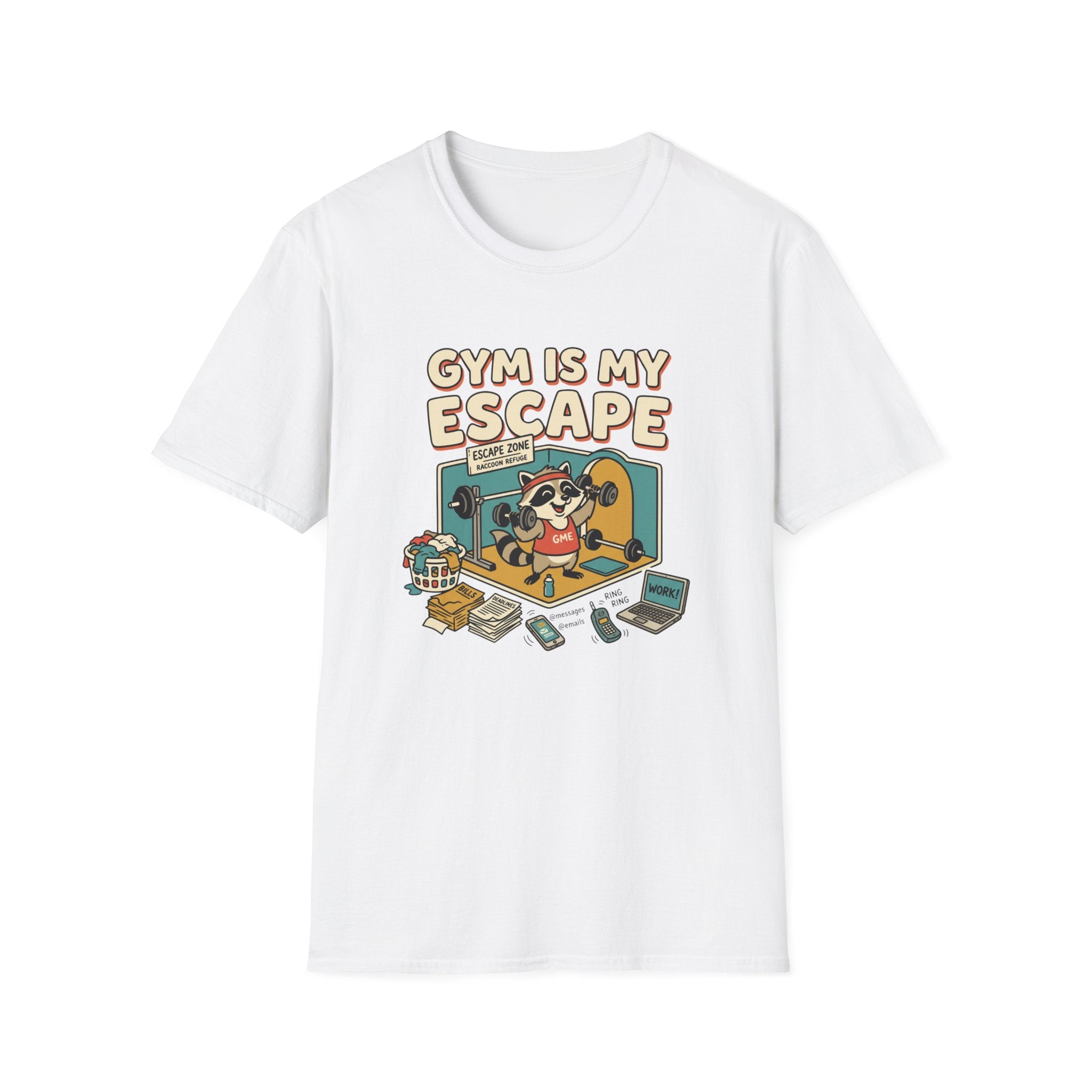 Gym is my escape - Racoon humorous T-Shirt