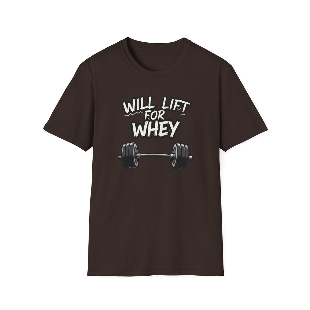 Will Lift for Whey – Monochrome Barbell Edition T-Shirt