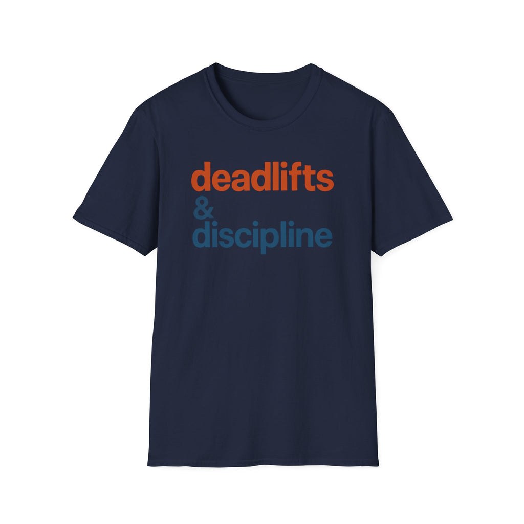 Deadlifts & Discipline – Bold Gym Typography T-Shirt